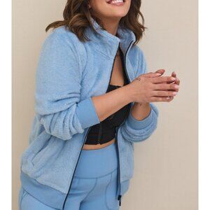 Torrid Faux Fur Active Bomber Jacket Happy Camper Blue Women's Plus Size 1X